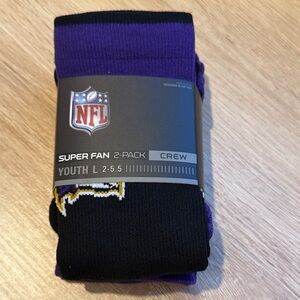 NFL Youth Crew Socks 2-Pack - Black and Purple